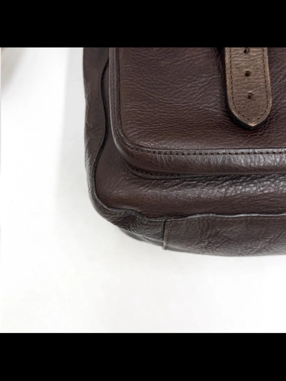 Mulberry Dark Brown Leather Messenger with Tan Canvas Strap